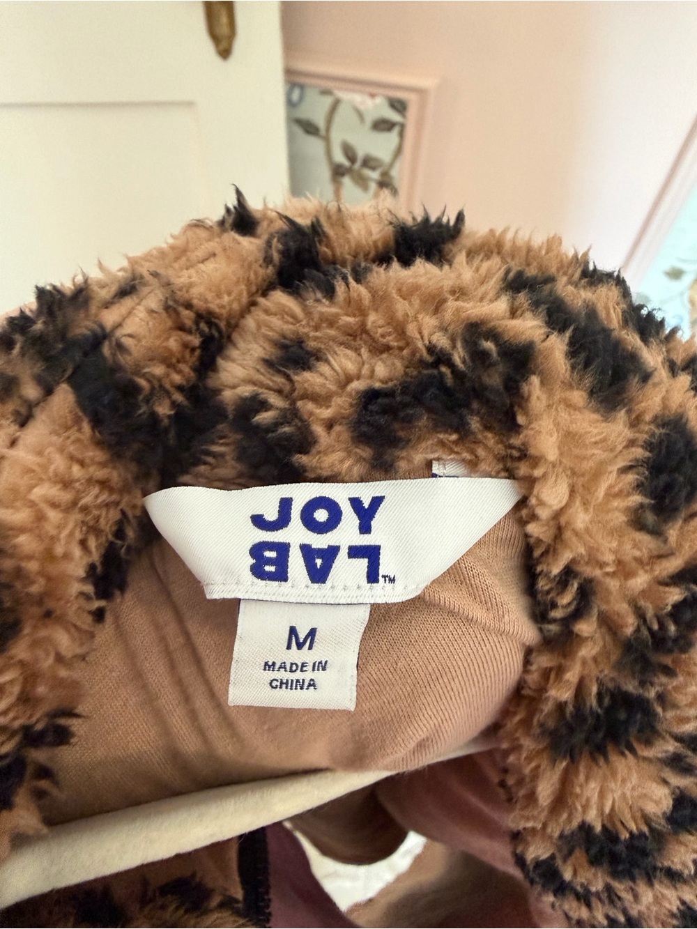 Joylab Leopard Print Fuzzy Zip Jacket - Brown & Black - Picture 2 of 2